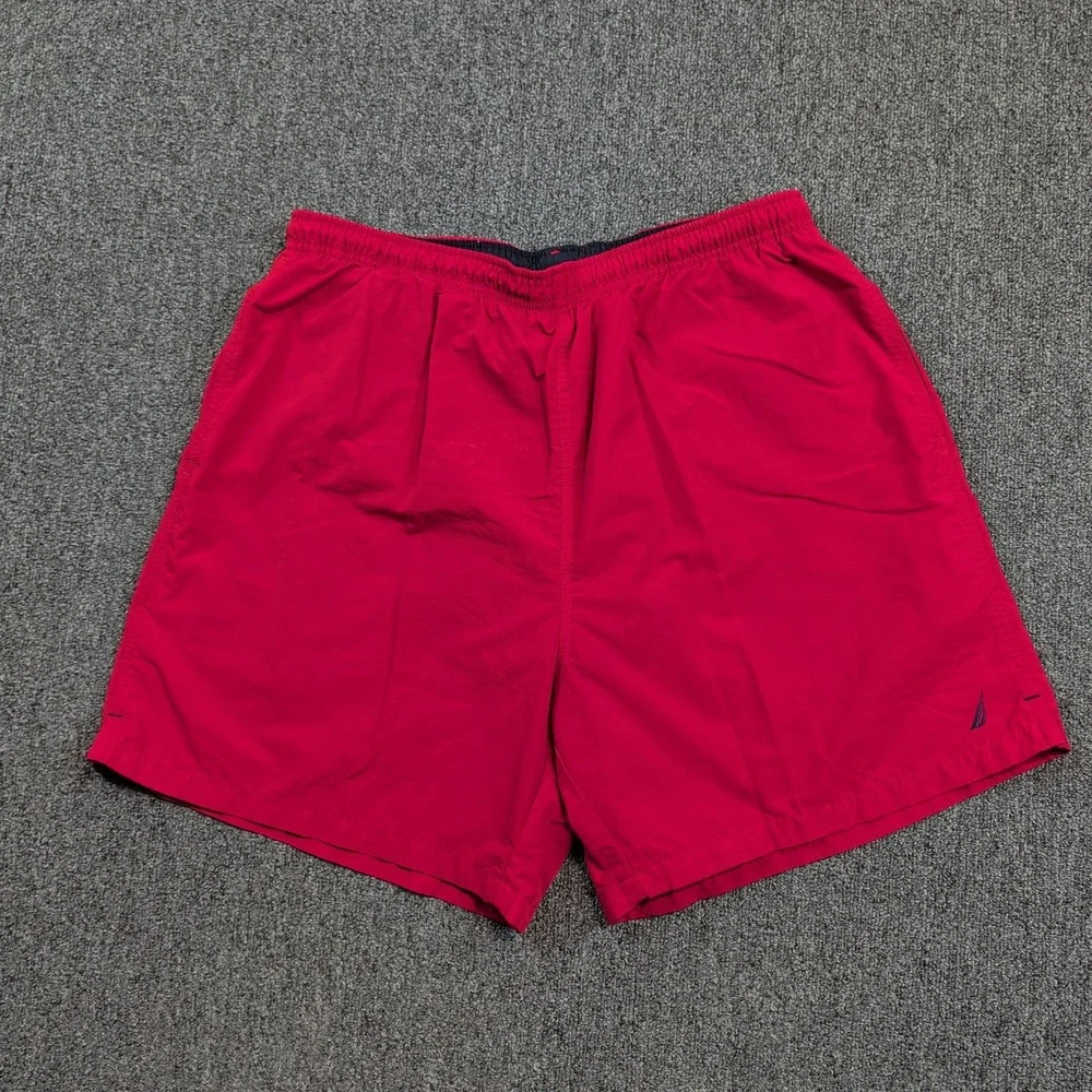 Nautica Vintage Swim Trunks Size Large Red Nylon Nautical Gorpcore Beach Shorts